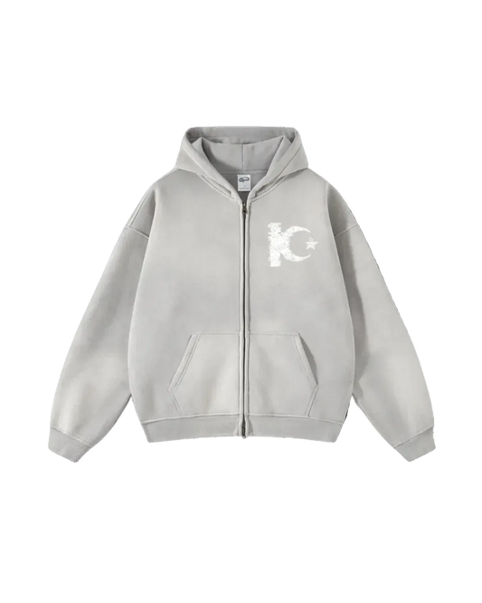 KUYA Signature Zip Hoodie - Stone